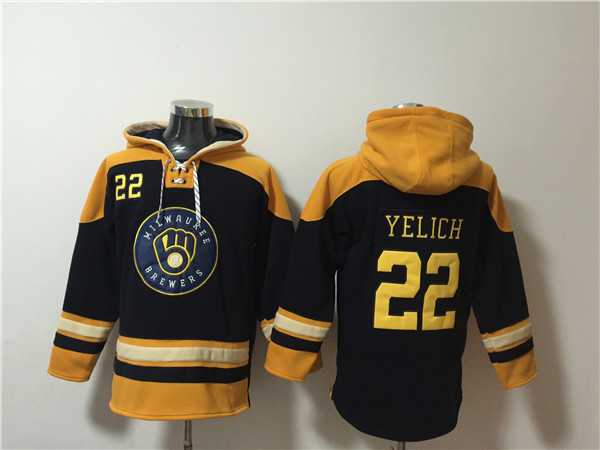 Milwaukee Brewers #22 Christian Yelich Black Gold Ageless Must-Have Lace-Up Pullover Hoodie,We sell and wholesale Milwaukee Brewers #22 Christian Yelich Black Gold Ageless Must-Have Lace-Up Pullover Hoodie on line form chian!